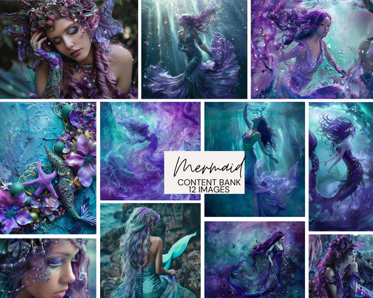 Mermaid Inspired Images - Content Bank 12 Images with PLR