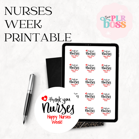Nurses Week Printable PDF File 2" Circles with PLR